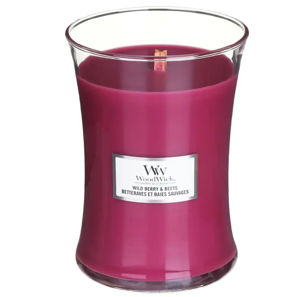 شمعة "وود ويك" (WoodWick) كبيرة بتصميم الساعة الرملية - التوت البري والشمندر