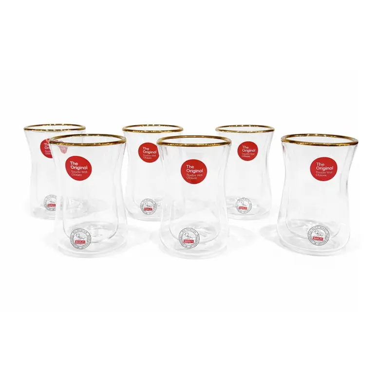 Bodum Melior Gold Double Wall Istikana Glass 100ml - 6-Piece Set