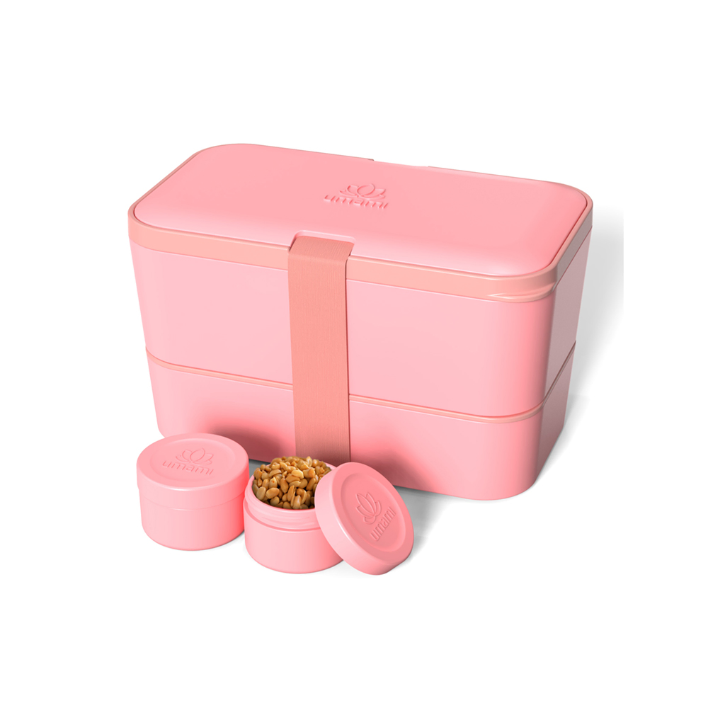 صندوق غداء "أومامي" قابل للتكديس (Nestable Bento Box) - لون وردي مرجاني