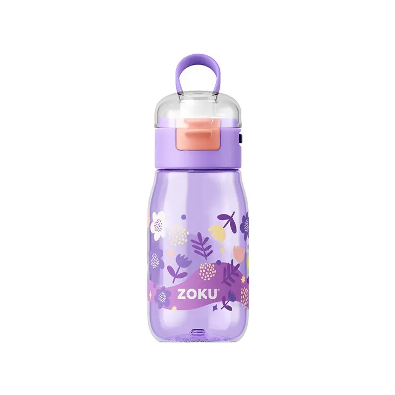Zoku Kids Flip Gulp Bottle 475ml - Purple Flower