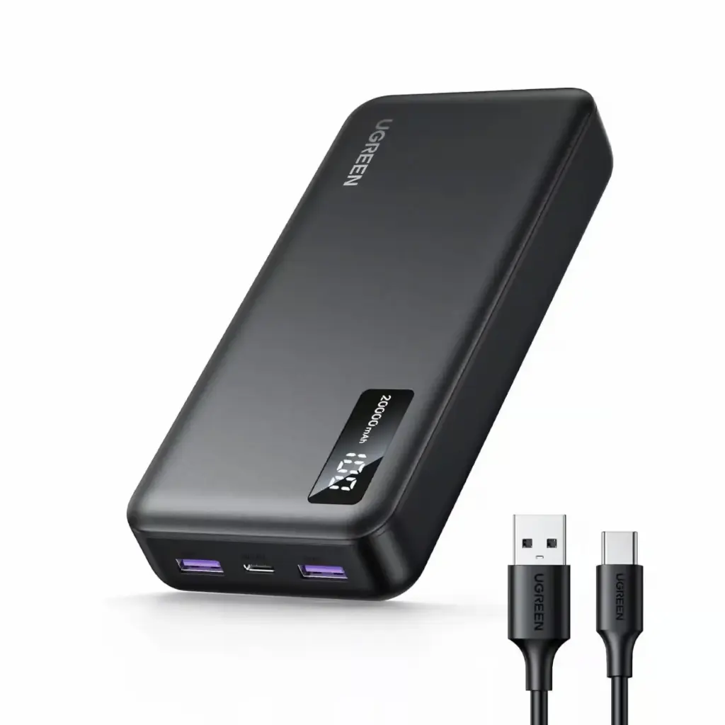 يوغرين (UGREEN PB312) بنك طاقة (باور بانك) بسعة 20000 مللي أمبير، شحن سريع ثنائي الاتجاه بقدرة 20 واط، مع مخرج "يو إس بي - أي" بقدرة 22.5 واط
