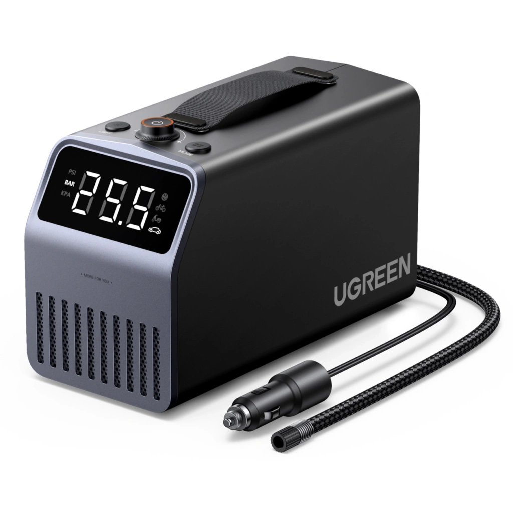 يوغرين (UGREEN Portable Tire Inflator Pro) منفاخ إطارات محمول برو، 150 PSI، 12 فولت - رمادي