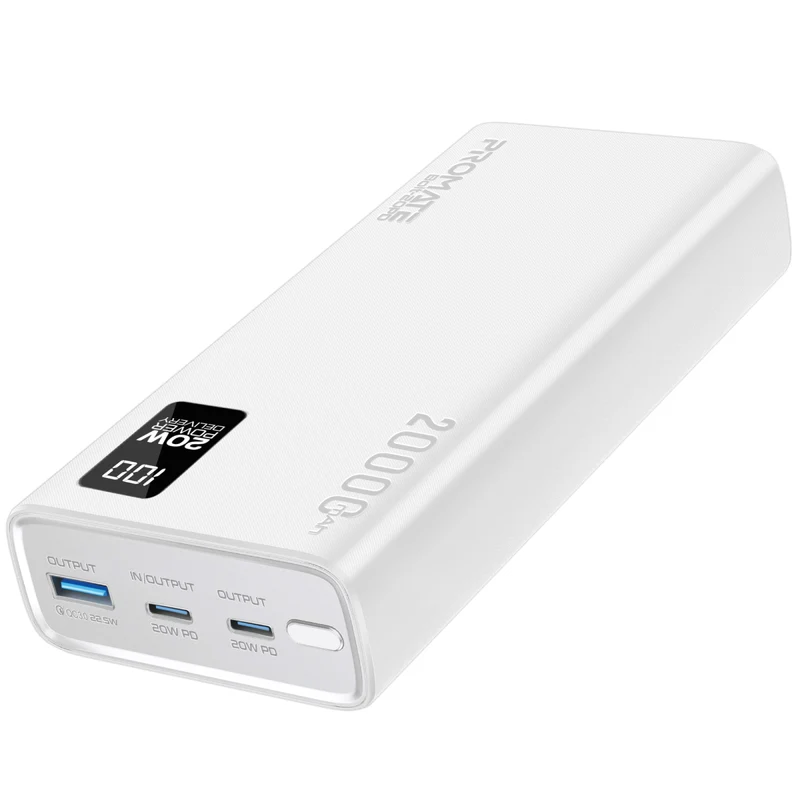 Promate Bolt-20PD 20000mAh 20W Power Bank - White