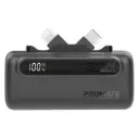 Promate PowerUp-Duo 5000mAh 20W Power Bank with USB-C & Lightning Foldable Connectors - Black