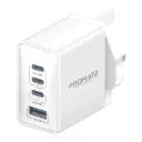 Promate GaNPort4-67PD 67W 4-Port GaN Charger - White UK Plug