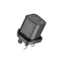 بروميت (PowerPort-25AC) شاحن جداري ثنائي المنافذ بقدرة 25 واط - قابس بريطاني (UK)، أسود