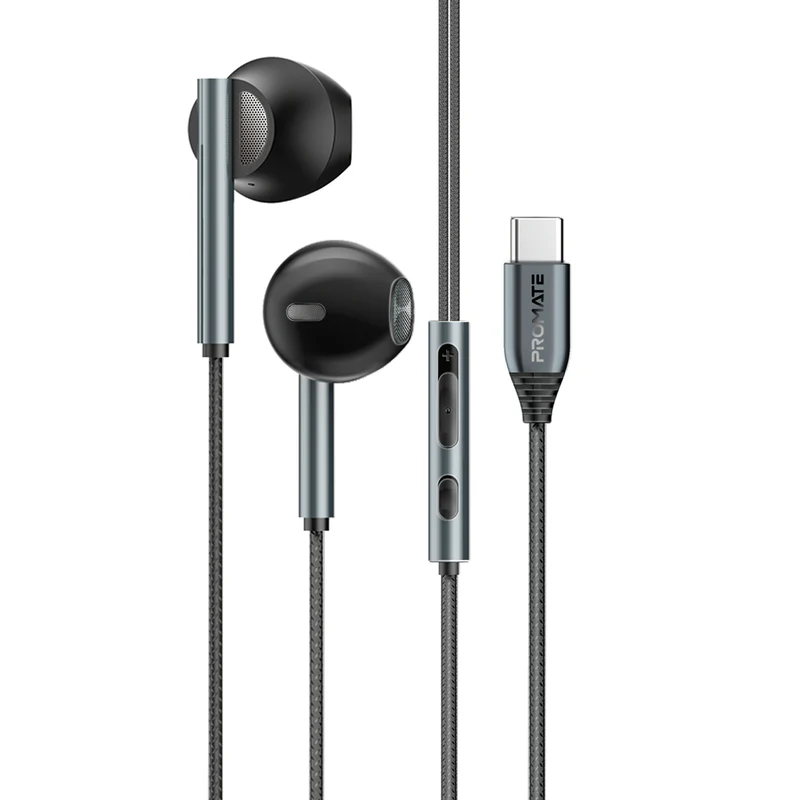 Promate Laxi-S USB-C Wired Earphones with ENC Mic - Black