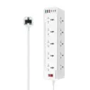 Promate PowerMatrix2-5M 10-Way Power Strip with 6 USB Ports, 2500W, 5m Cable