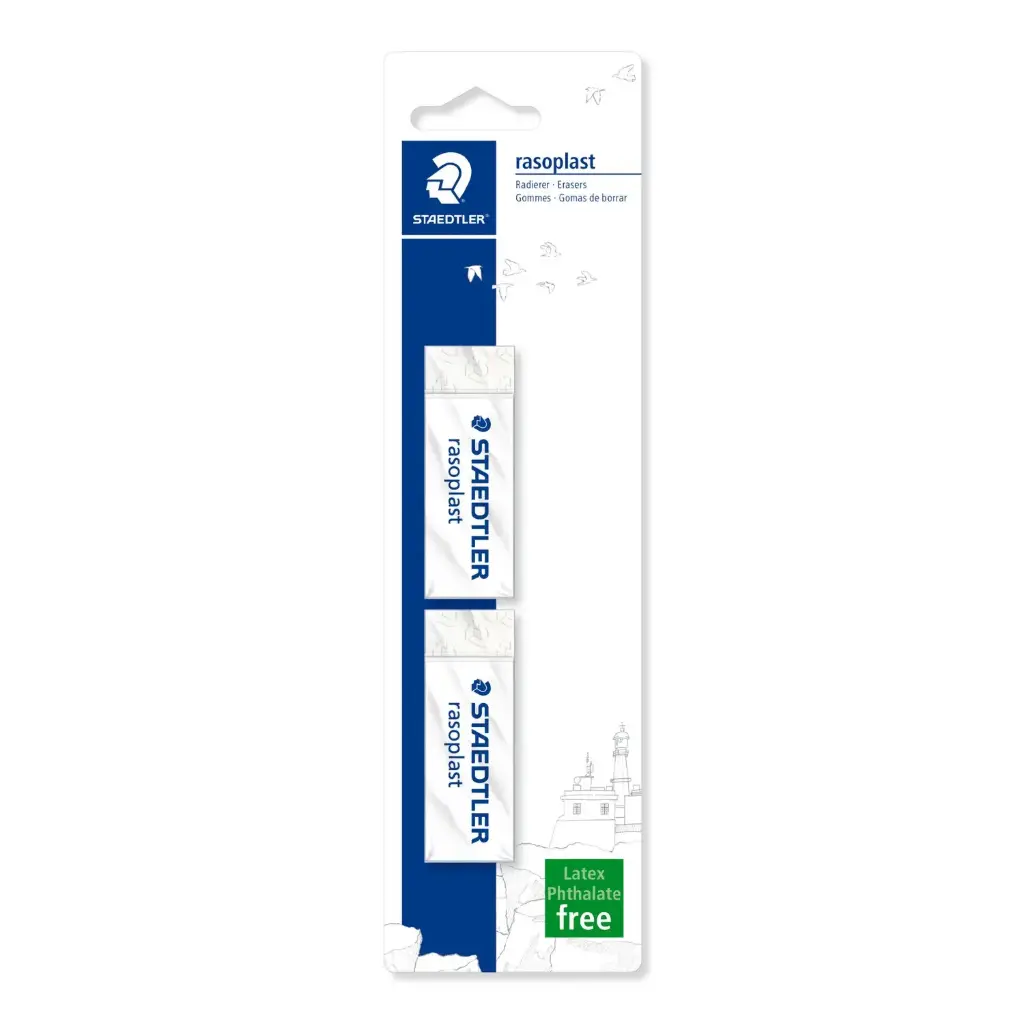 STAEDTLER Rasoplast 526 B Eraser, Pack of 2 - 526B2BK2DA