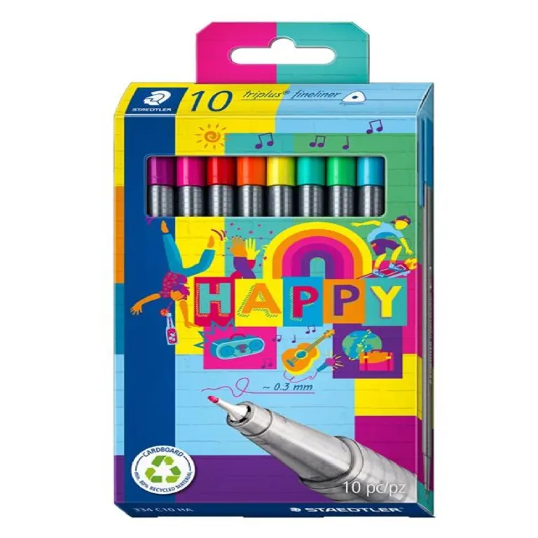 ستيدتلر (Triplus Fineliner 334) أقلام حبر سائل رفيعة (Fineliner)، 10 ألوان متنوعة - 334 C10
