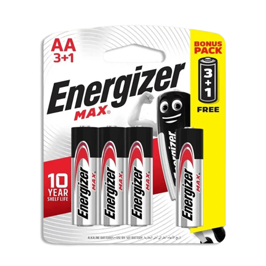 إنرجايزر (Max) بطاريات قلوية AA، 4 حبات (3+1) - BP4