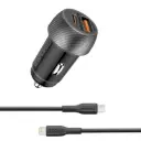Promate DriveGear-33Ci 33W Power Delivery Dual Port Car Charger Combo with USB-C to Lightning Cable