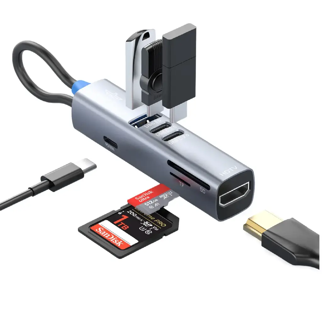 بريف - موزع منافذ USB-C متعدد الوظائف 7 في 1 سلسلة "بريف لينك" موديل BH-07