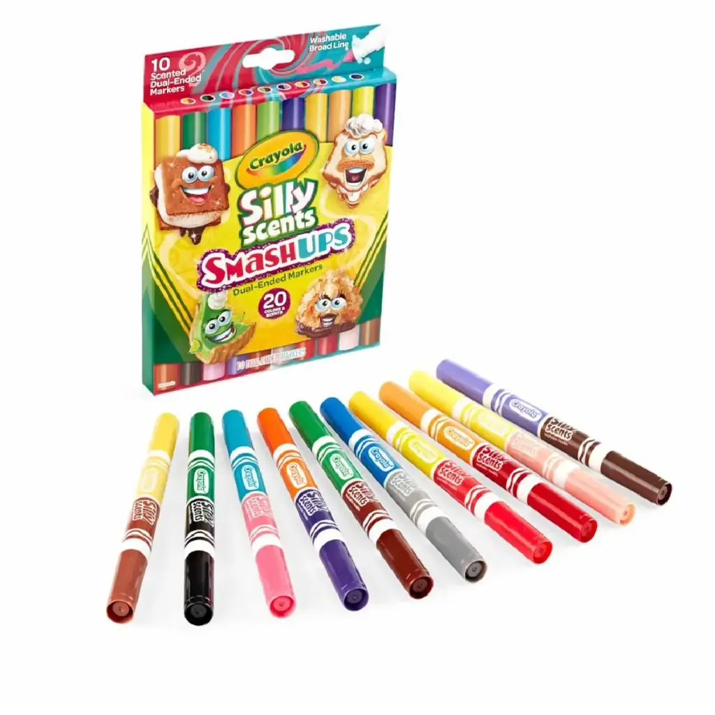 Crayola 10 Ct Silly Scents Smash Ups, Broad LIne Dual-Ended Washable Markers