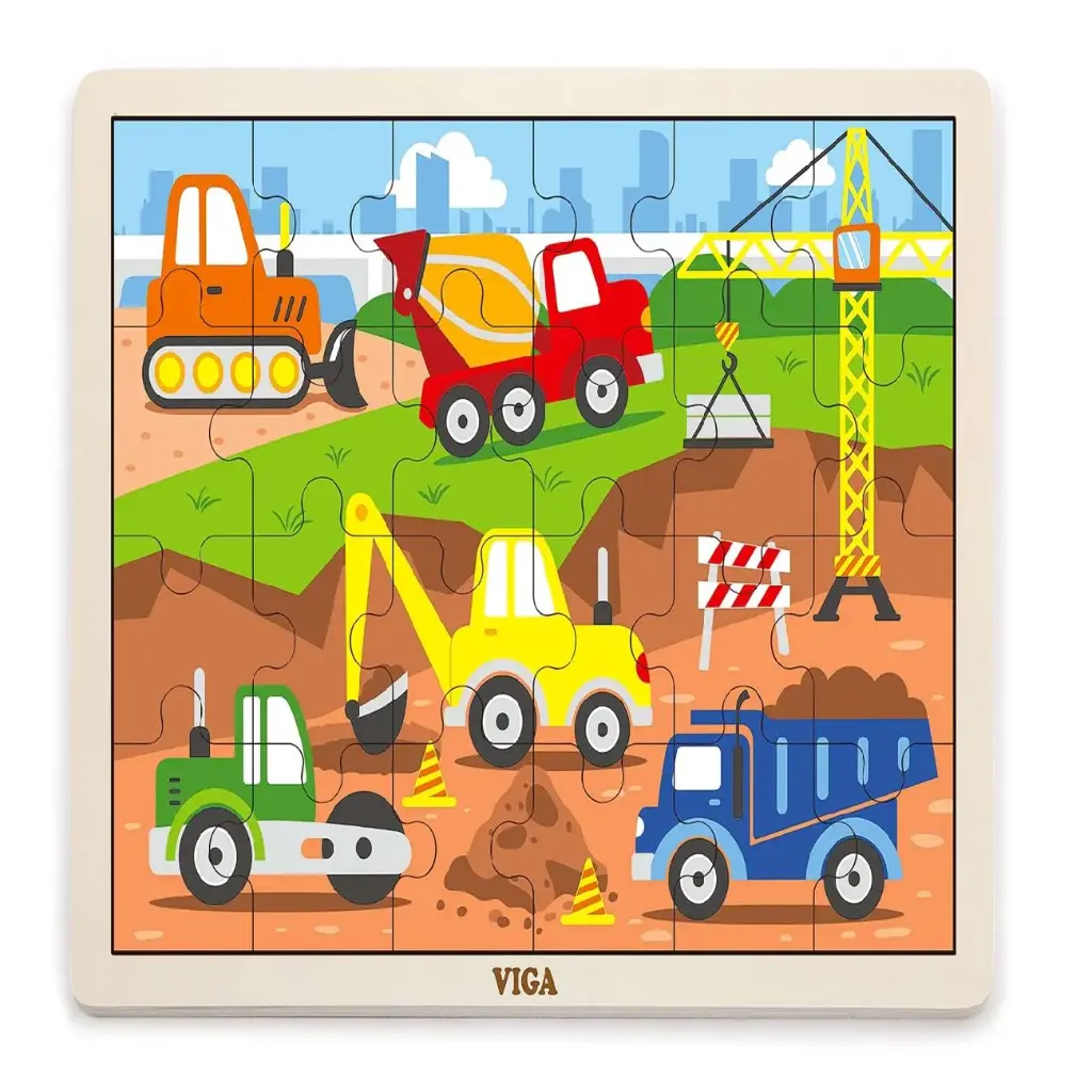 Viga 24 Pcs Puzzle - Construction Vehicles