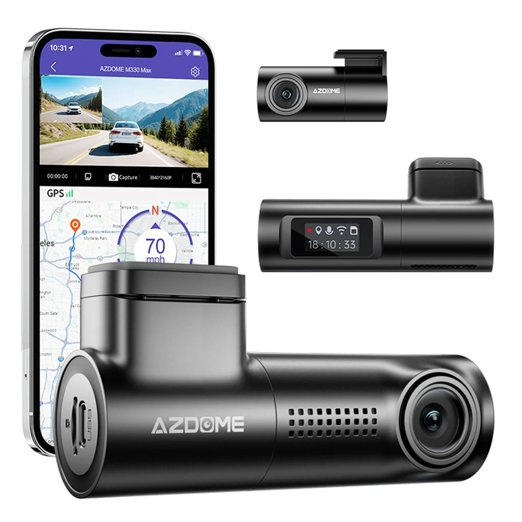 أزدومي M330 MAX كاميرا داش كام مرآة بـ 2 قناة ودقة 4K