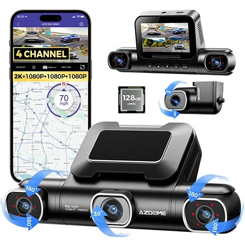 Azdome DashCam M660 4 Channels 4K with 128GB TF Card