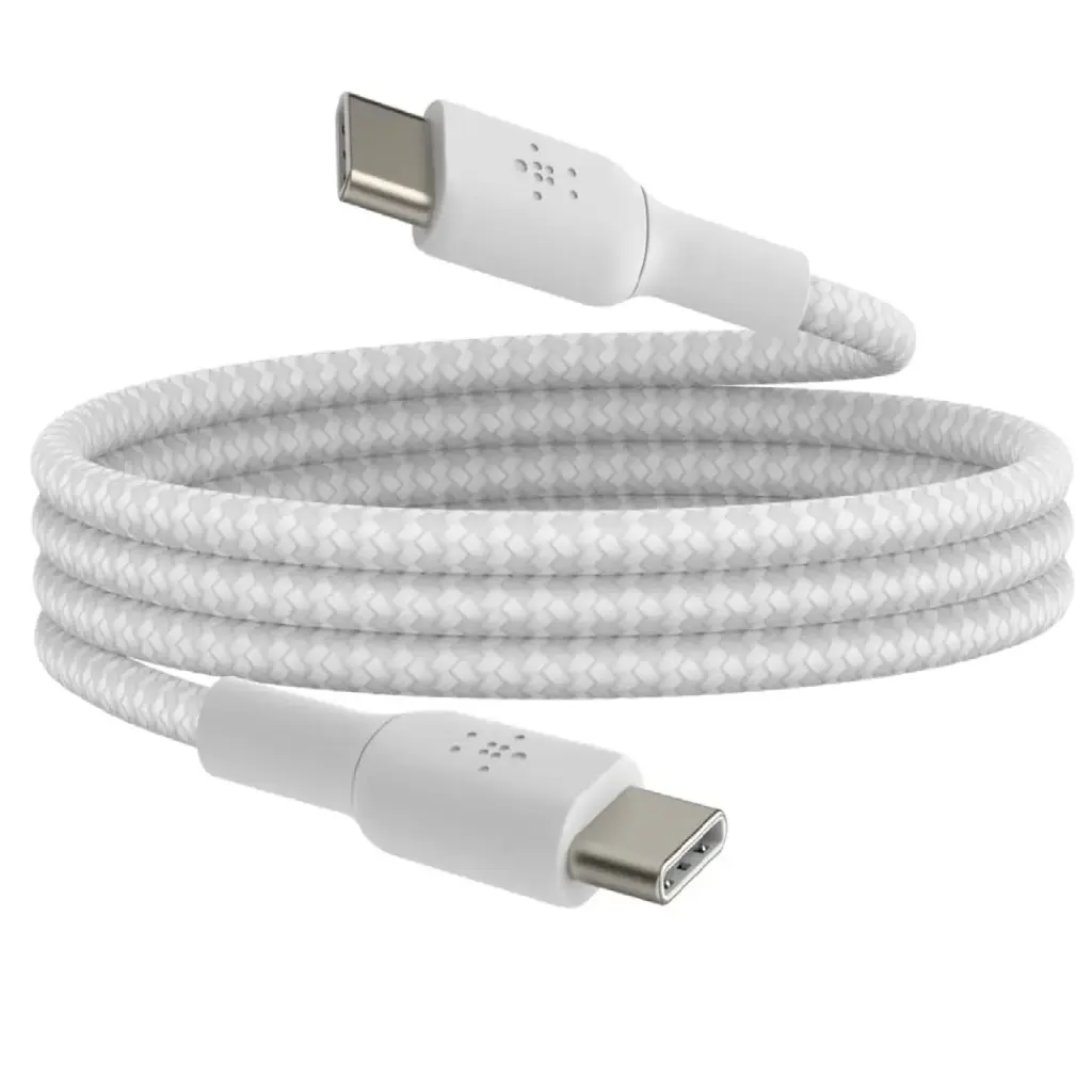 Belkin Braided USB-C to USB-C Cable, 1M, White