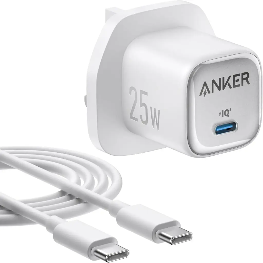 Anker Charger 25W Compact with USB-C Cable - White