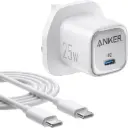 أنكر (Anker) شاحن بقدرة 25W بحجم مدمج مع كابل USB-C - أبيض