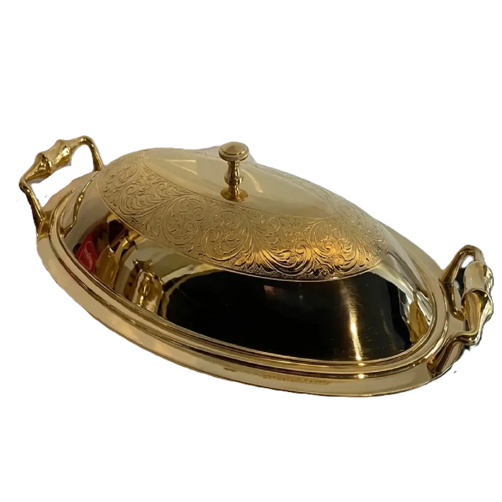 Brignani Alena Full Gold Oval Risotto Serving Dish 50x31 cm