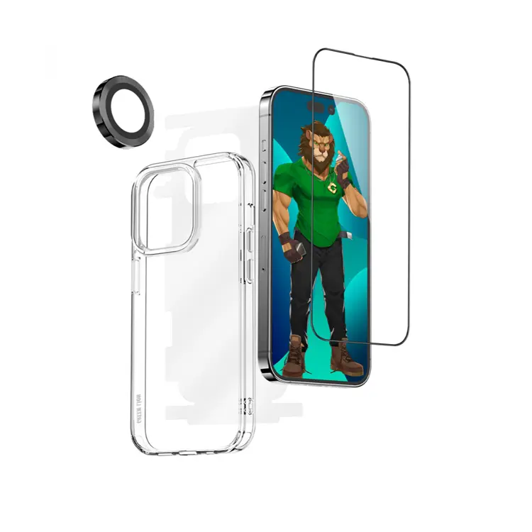 Green Lion 4 in 1 360° HD Protection Pack for iPhone 14 Plus (6.7") - Black
