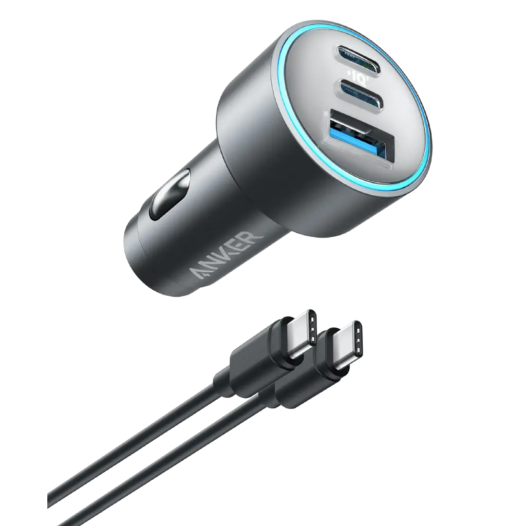 Anker 335 3-Port Car Charger 67W, 2 USB-C + 1 USB-A - Black