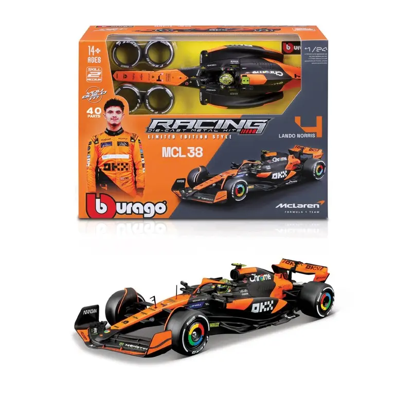 مجموعة تركيب سيارة بوراجو فورمولا 1 بمقياس 1:24 - ماكلارين MCL38 (Bburago 1:24 F1 Model Kit McLaren MCL38)