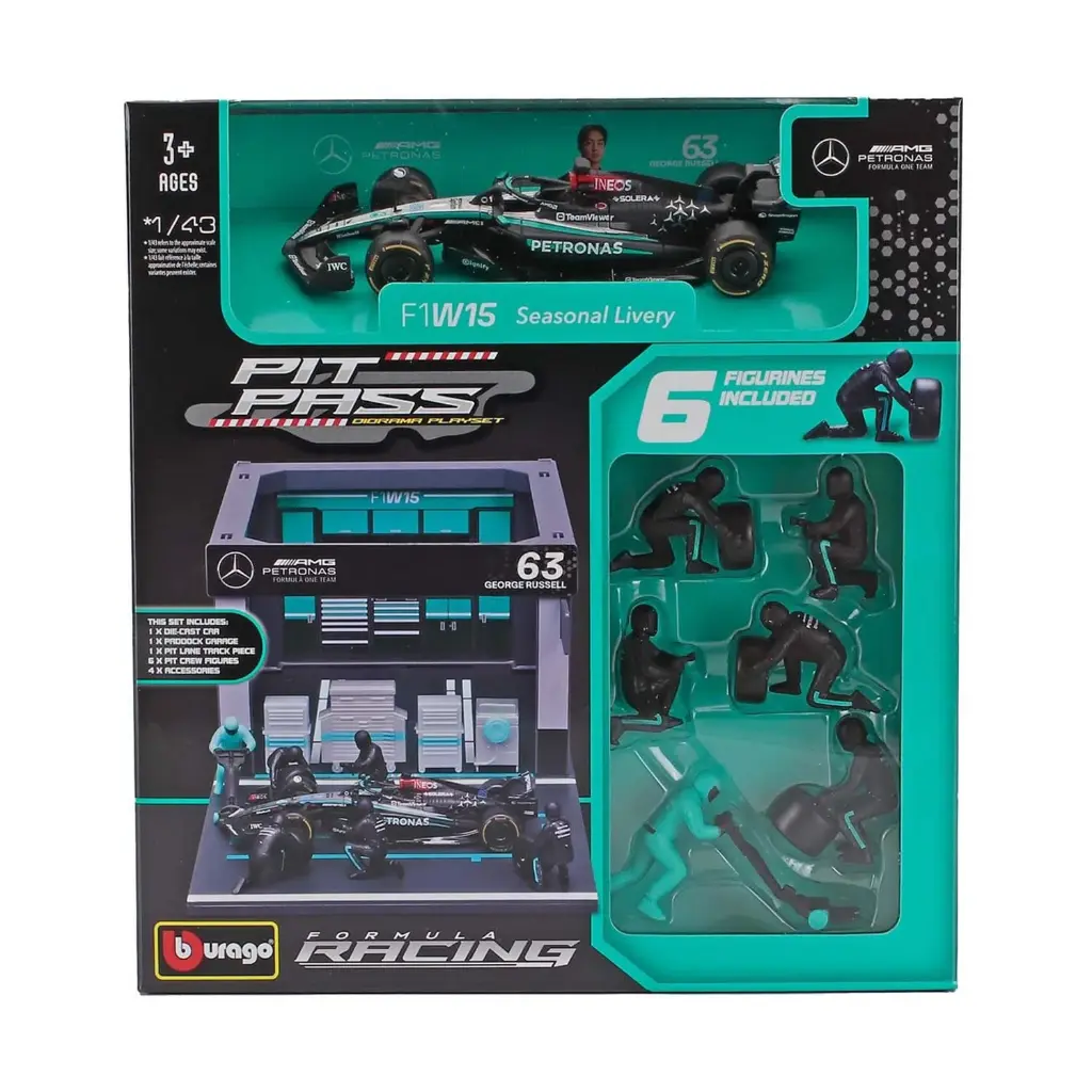 Bburago 1:43 formula Pit Pass - Mercedes - AMG Petronas F1 W15 (#63)