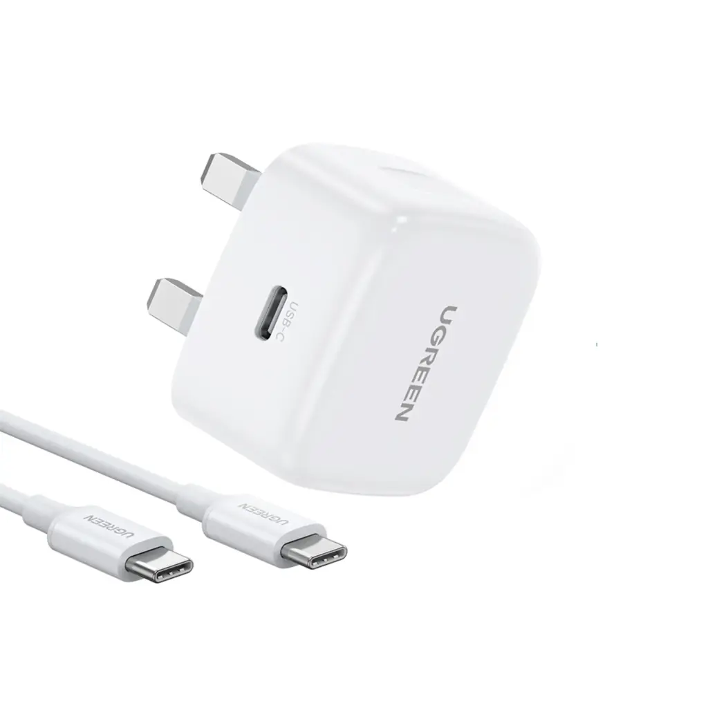مجموعة شاحن سريع يوجرين بقوة 20 واط منفذ USB-C - قابس بريطاني