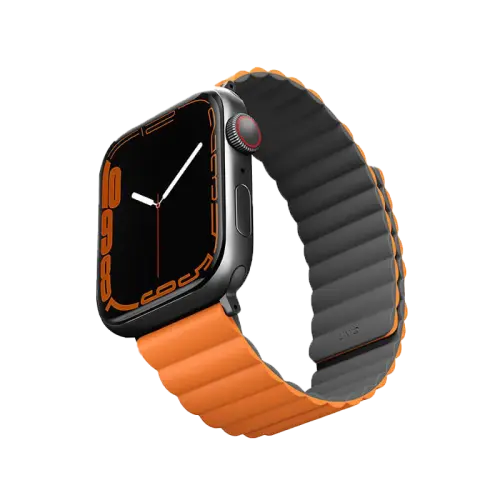 UNIQ REVIX REVERSIBLE MAGNETIC APPLE WATCH STRAP 49/46/45/44MM - CHARCOAL (GREY/ORANGE)
