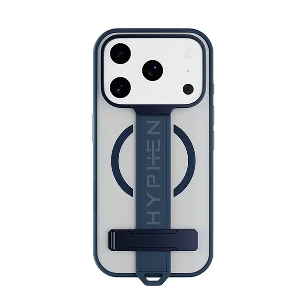 حافظة (كفر) حماية هايفن فليكس بمقبض ومسند متوافقة مع MagSafe - نيلي (Indigo) - لآيفون 17 برو - 6.3