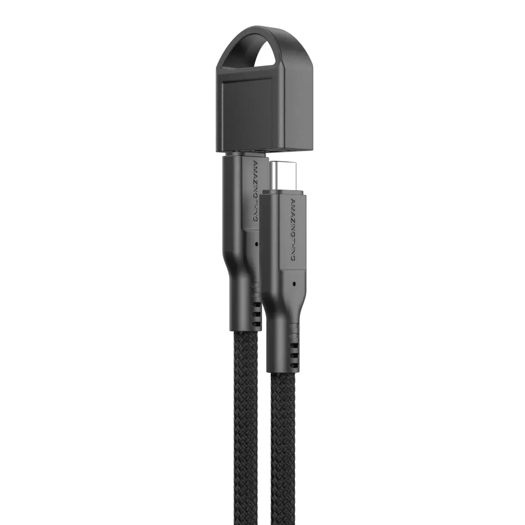 AmazingThing Thunder Pro With Holder USB-C To USB-C 5A 240W Gen2 0.2m Cable - Black