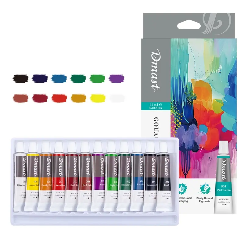 Damast Gouache Color Tubes 12 Colors C320-12