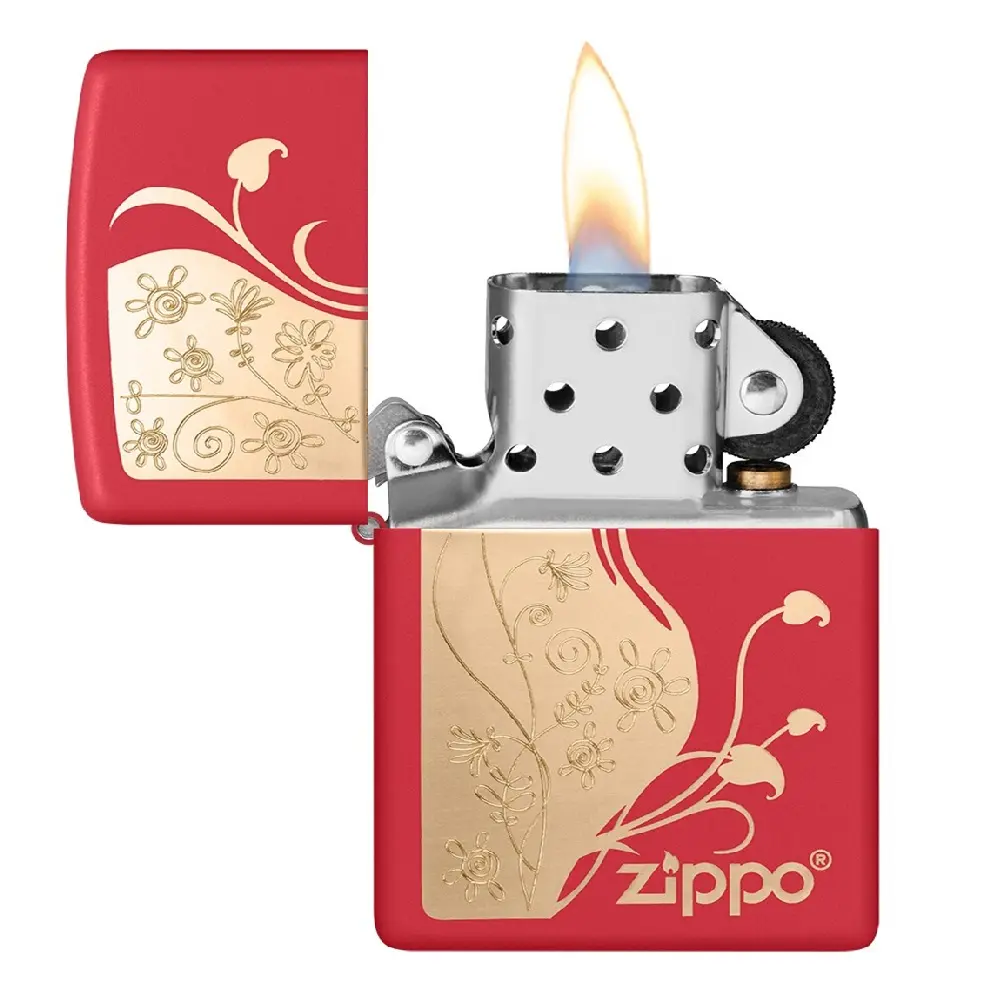 Zippo Red Matte Windproof Lighter with Zippo Logo