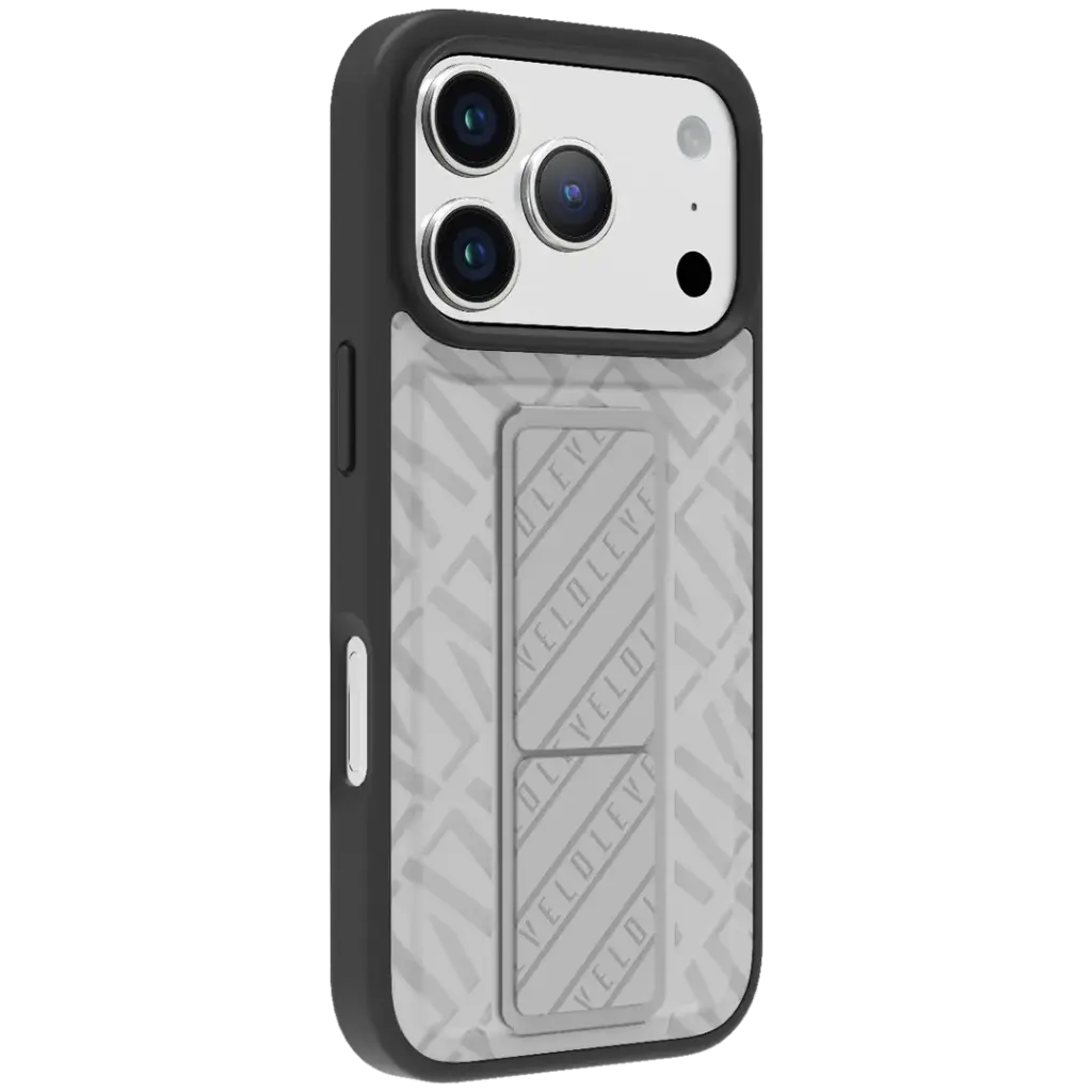 Levelo Morphix Cuero Gripstand Case for iPhone 17 Pro Max - Cloud Grey