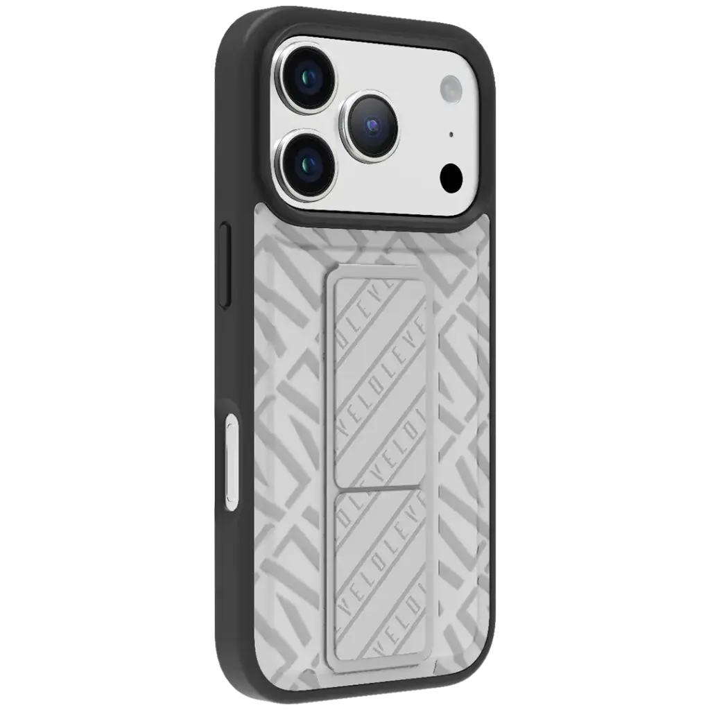 Levelo Morphix Cuero Gripstand Case for iPhone 17 Pro Max - Silverstone