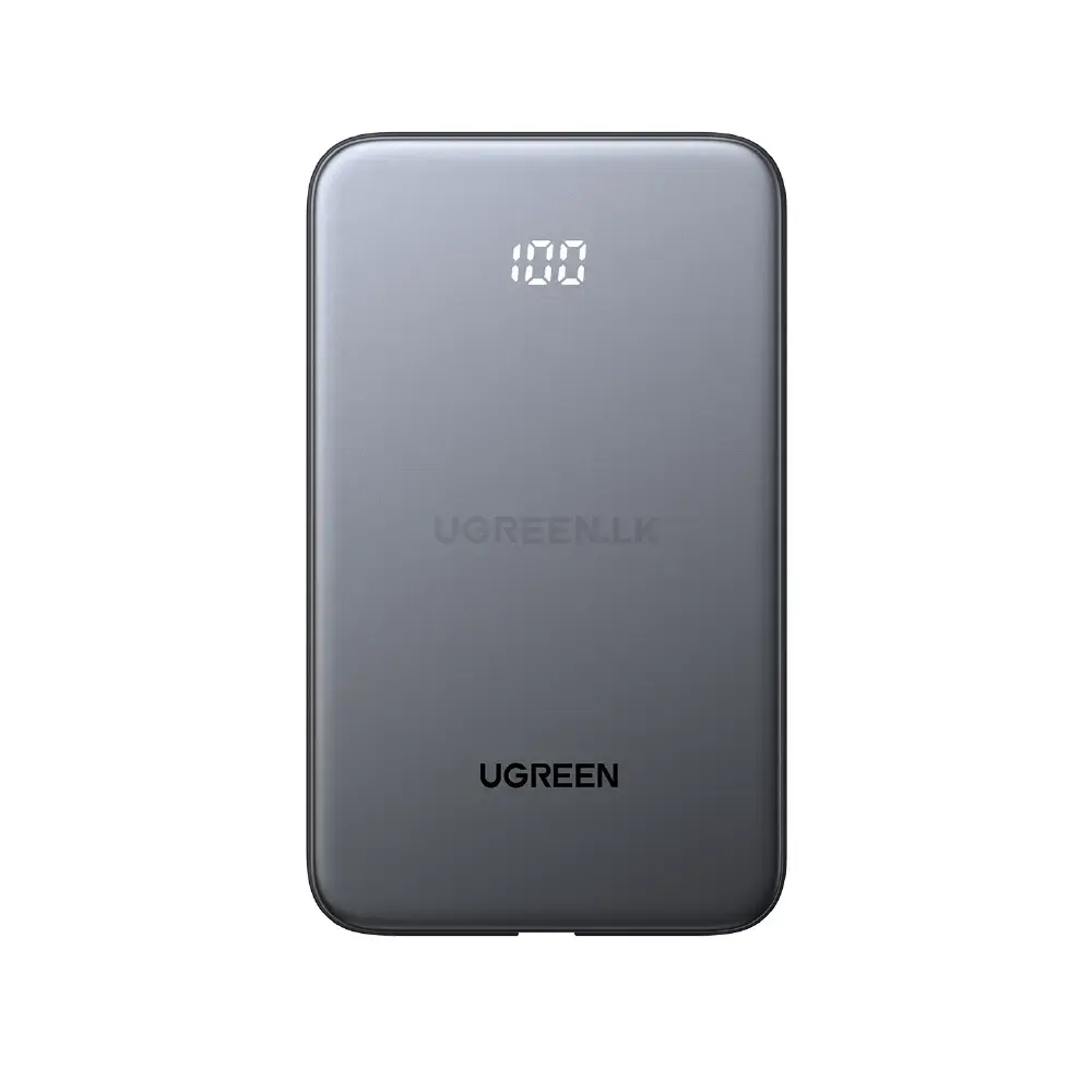 يوغرين بنك طاقة PB526 بسعة 10,000 مللي أمبير بقوة 20 واط مع كابل USB-C مدمج - رمادي
