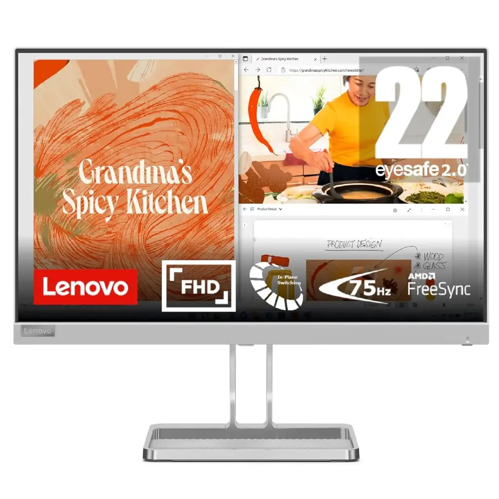 لينوفو شاشة L22i-40 قياس 21.5 بوصة FHD IPS وبمعدل تحديث 75 هرتز