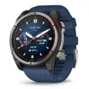جارمن quatix 8 ساعة ذكية بحرية AMOLED GPS مقاس 51 ملم سافاير - أسود / تيتانيوم مع سوار سيليكون كابتن بلو