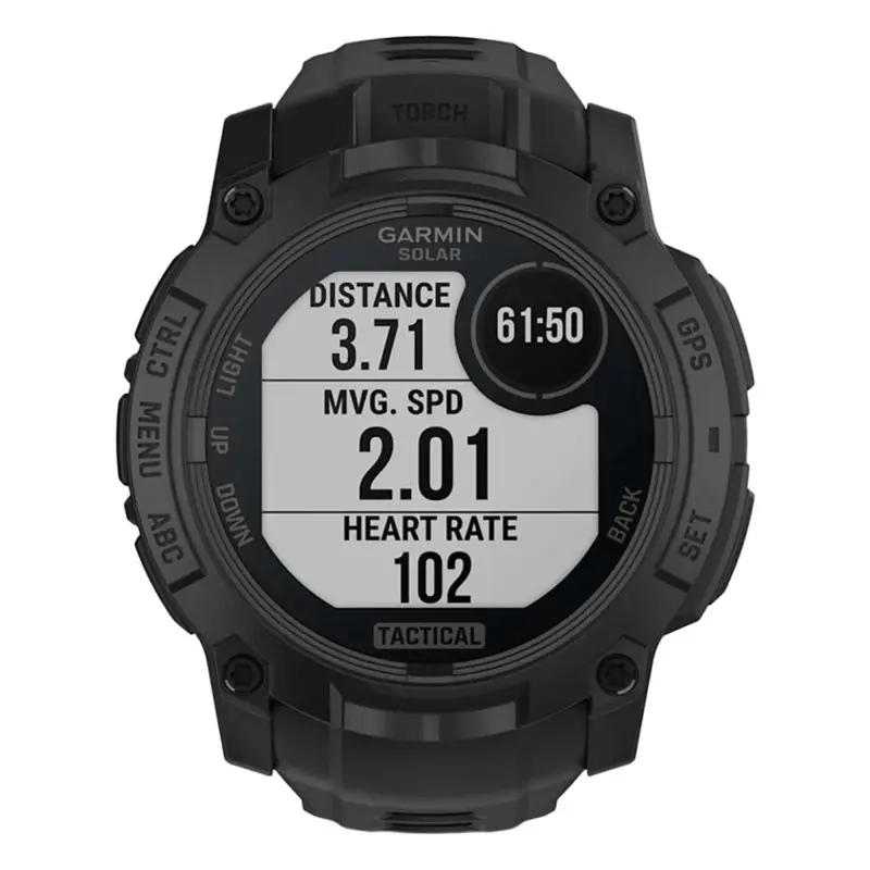 جارمن Instinct 3 Solar Tactical Edition ساعة ذكية GPS مقاس 50 ملم - أسود مع سوار أسود