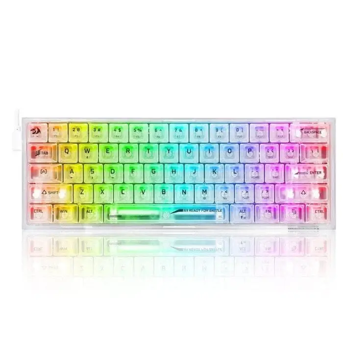 Redragon Fizz K617CT 60% Wired RGB Mechanical Gaming Keyboard - White / Transparent