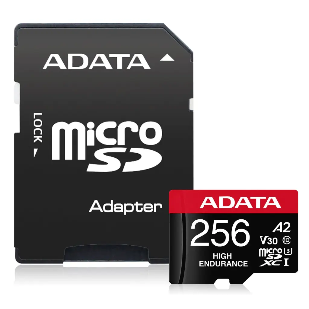 ADATA High Endurance 256GB microSDXC UHS-I U3 V30 A2 Memory Card with SD Adapter