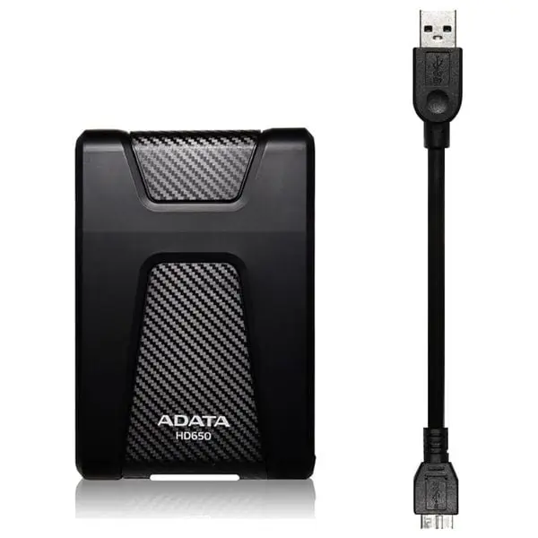 ADATA HD650 1TB USB 3.2 Gen 1 Shock-Resistant External Hard Drive - Black