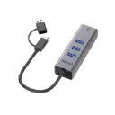 UNITEK Y-3088B 4-in-1 USB-C Hub with 3 USB-A 3.0 Ports and Gigabit Ethernet - USB-A Adapter Included