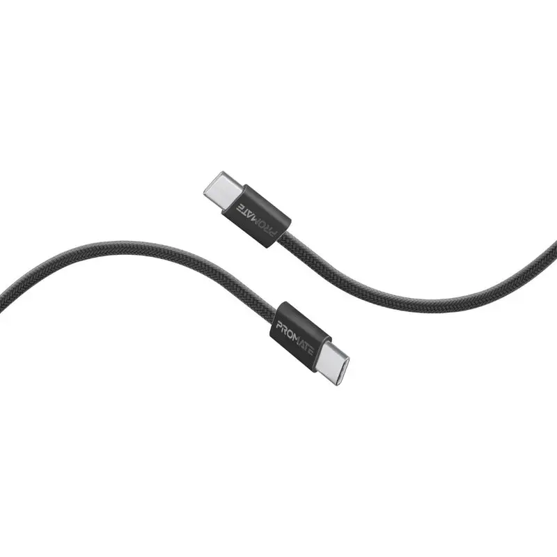 بروميت EcoLine-CC200 كابل مضفر يو إس بي-سي إلى يو إس بي-سي 60 واط 2 متر - أسود