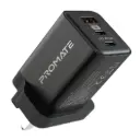 بروميت PowerPort-65 شاحن حائط GaNFast مزدوج يو إس بي-سي 65 واط - أسود قابس بريطاني