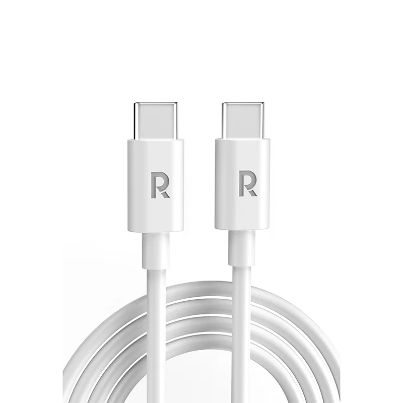 راف باور كابل TPE من USB-C إلى USB-C بقوة 60 واط RP-CB1021 بطول 1 متر - أبيض