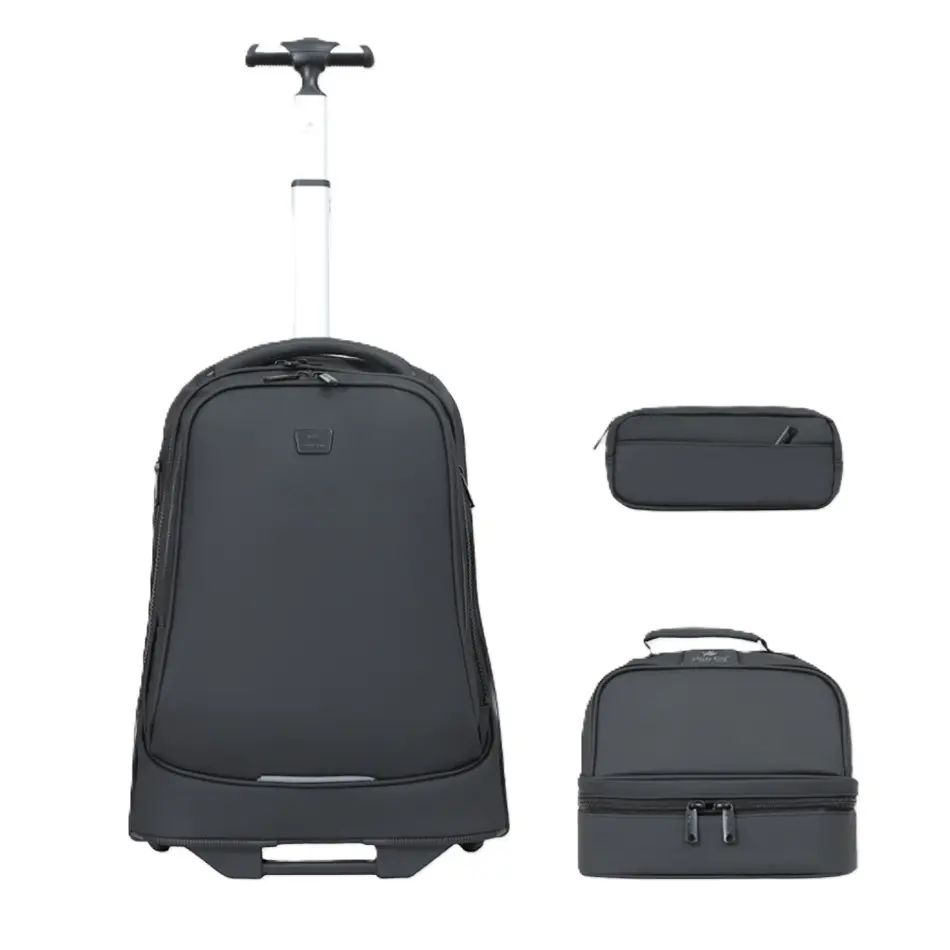 Glossy Bird Waterproof Trolley School Bag + Pencil Case GB5656T-1 Black