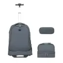 Glossy Bird Waterproof Trolley School Bag + Pencil Case GB5656T-2 Dark Grey